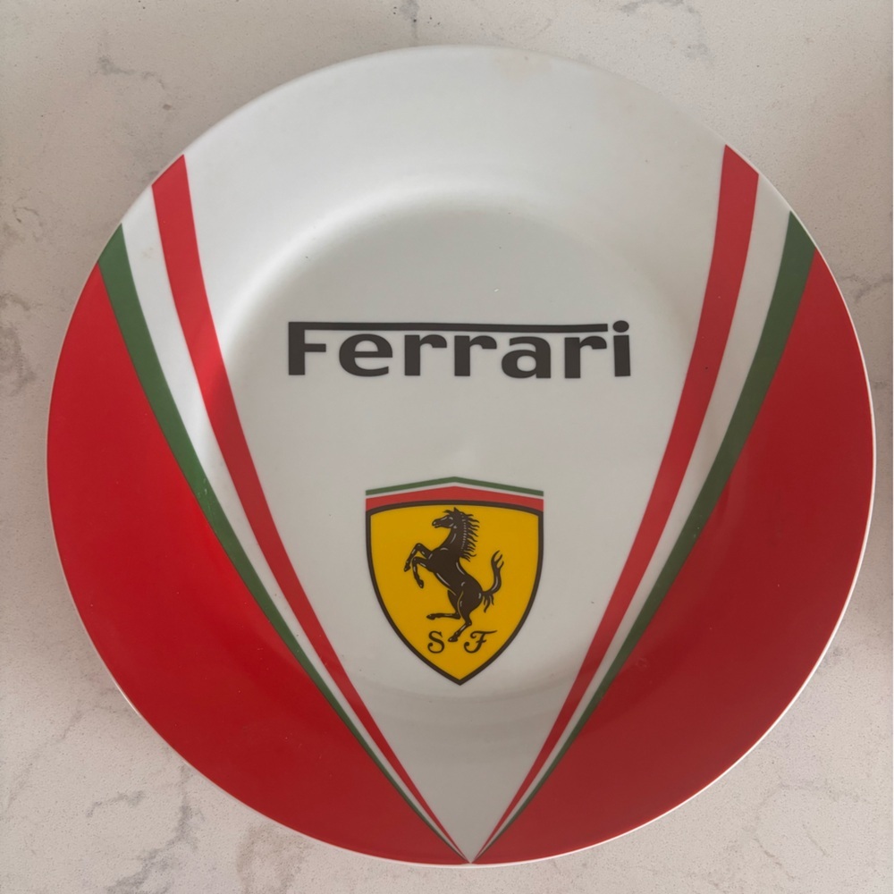 2 Ferrari Red and White Plates